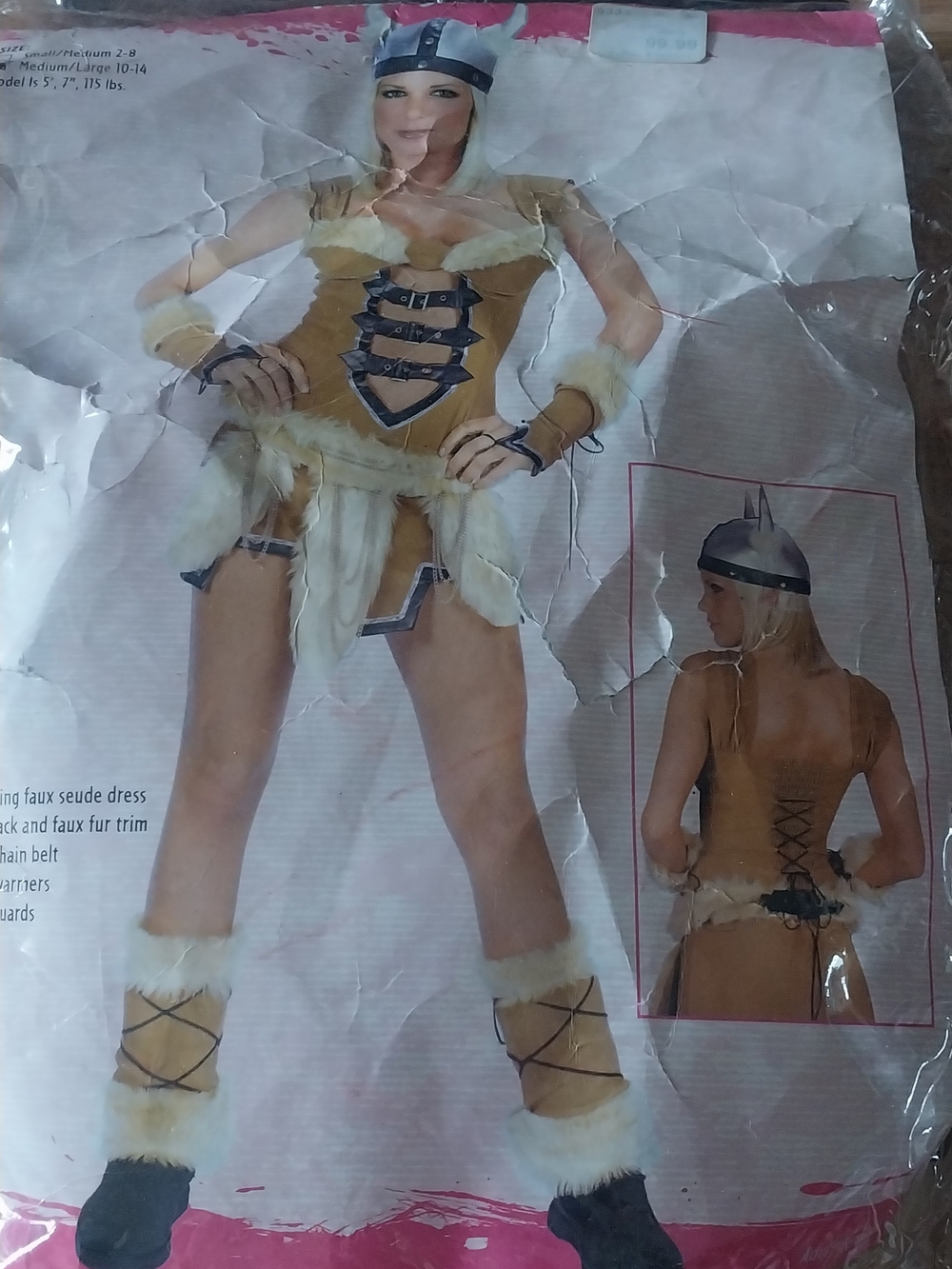 Faux Suede Viking-Inspired Costume in Tan and White